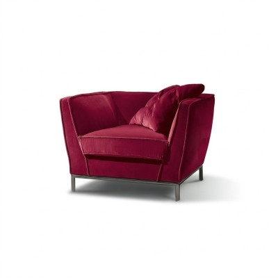 Fauteuil de relaxation rouge monoplace de luxe avec revêtement italien de la marque Prianera nouveau.