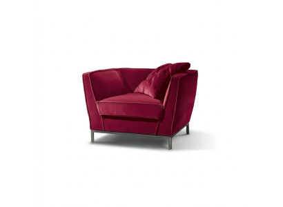Fauteuil de relaxation rouge monoplace de luxe avec revêtement italien de la marque Prianera nouveau.
