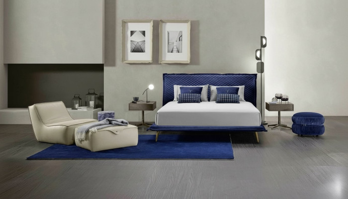 Lit double Lits Cadre de lit Lit Bois Chambre Bleu Classique Prianera nouvelle