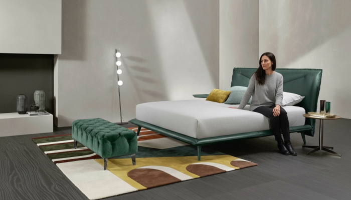 Cadre de lit double Chambre de luxe Lit double Lit en bois Vert Lits en cuir neufs