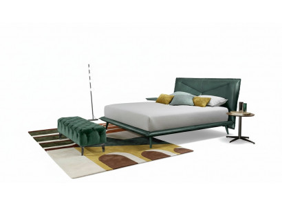 Cadre de lit double Chambre de luxe Lit double Lit en bois Vert Lits en cuir neufs