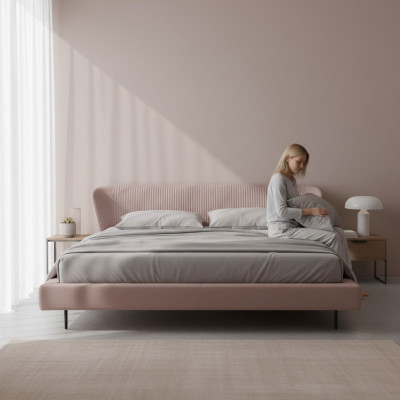 Conception de lit rose Lits de luxe Mobilier moderne italien Chambre Prianera
