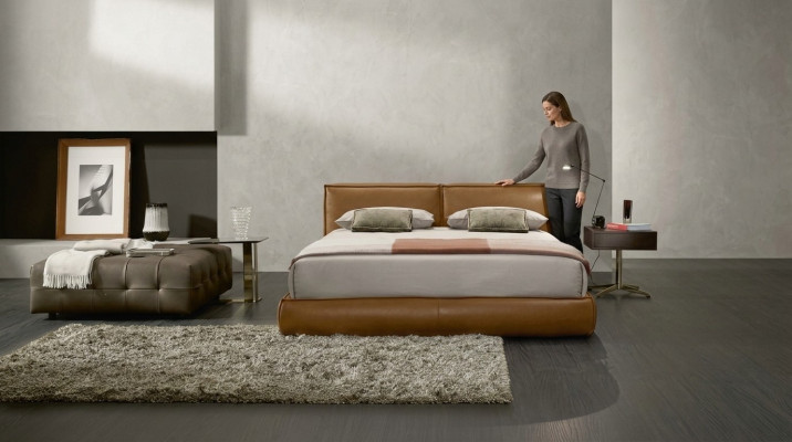 Lit double Rembourrage Lit Chambre de luxe Lits Cadre de lit double Mobilier marron