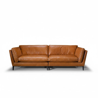 Canapé 3 places Marron Mobilier de luxe Design Salon Mobilier Cuir Style Prianera neuf