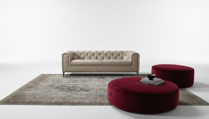 Canapé 3 places Salon Chesterfield Mobilier Design Luxe Style Italien Beige