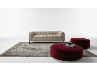 Canapé 3 places Salon Chesterfield Mobilier Design Luxe Style Italien Beige