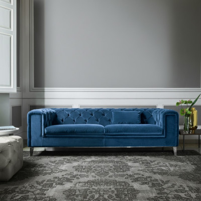 Canapé 3 places bleu en textile de luxe design de salon meubles italiens