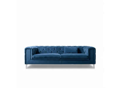 Canapé 3 places bleu en textile de luxe design de salon meubles italiens