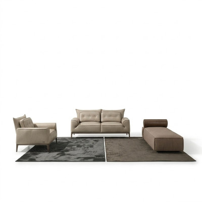 Ensemble de canapé de luxe Suite 2+1 Place Canapé Canapés Fauteuil en cuir 2 pièces. PRIANERA