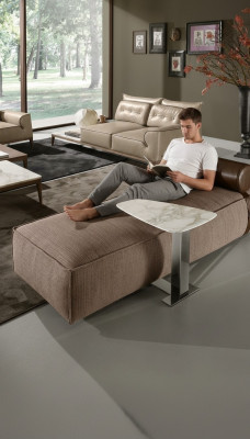 Chaise longue de luxe en tissu pour salon, canapé de design marron, meubles Prianera