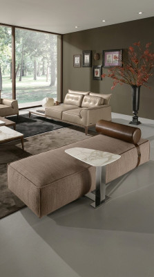 Chaise longue de luxe en tissu pour salon, canapé de design marron, meubles Prianera