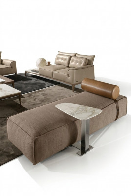 Chaise longue de luxe en tissu pour salon, canapé de design marron, meubles Prianera
