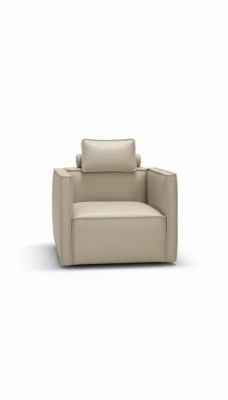 Fauteuil individuel 1 place Siège rembourré Designer Textile Siège en cuir Gris moderne
