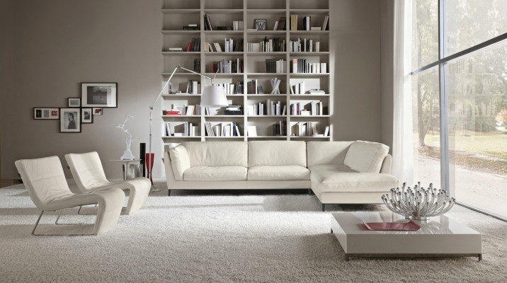 Canapé d'angle Prianera pour salon en cuir design moderne en forme de L