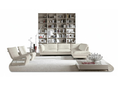 Canapé d'angle Prianera pour salon en cuir design moderne en forme de L