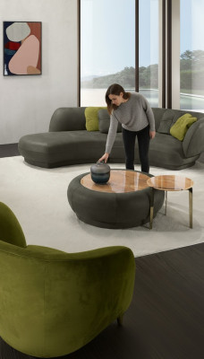 Canapé en textile 3 places Revêtement en cuir Moderne Siège relaxant Mobilier de luxe Canapé d'angle Rond
