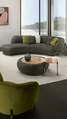 Canapé en textile 3 places Revêtement en cuir Moderne Siège relaxant Mobilier de luxe Canapé d'angle Rond