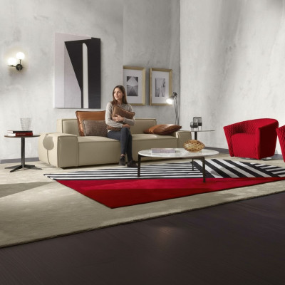 Sofa de salon 3 places Canapé Bois Beige Revêtement Meubles Canapés Canapés neufs