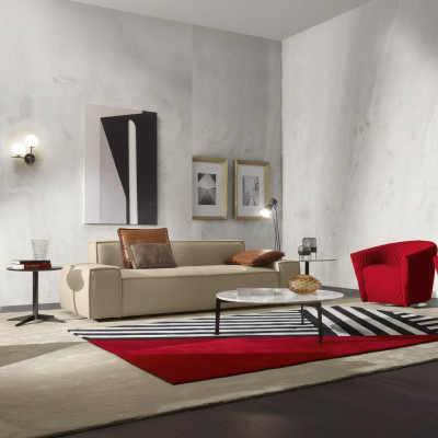 Sofa de salon 3 places Canapé Bois Beige Revêtement Meubles Canapés Canapés neufs