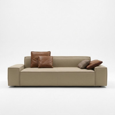 Sofa de salon 3 places Canapé Bois Beige Revêtement Meubles Canapés Canapés neufs