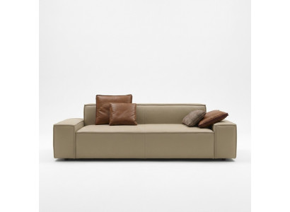 Sofa de salon 3 places Canapé Bois Beige Revêtement Meubles Canapés Canapés neufs