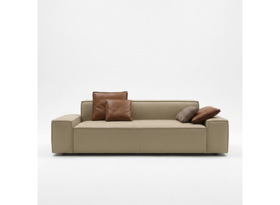 Sofa de salon 3 places Canapé Bois Beige Revêtement Meubles Canapés Canapés neufs