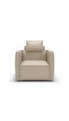 Fauteuil une place de luxe, design de siège en tissu beige, siège en cuir Prianera, nouveau.