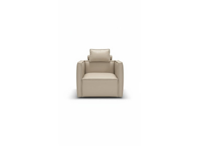 Fauteuil une place de luxe, design de siège en tissu beige, siège en cuir Prianera, nouveau.