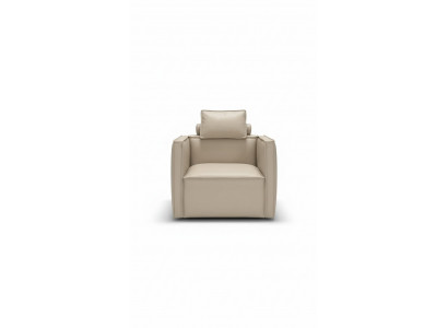Fauteuil une place de luxe, design de siège en tissu beige, siège en cuir Prianera, nouveau.