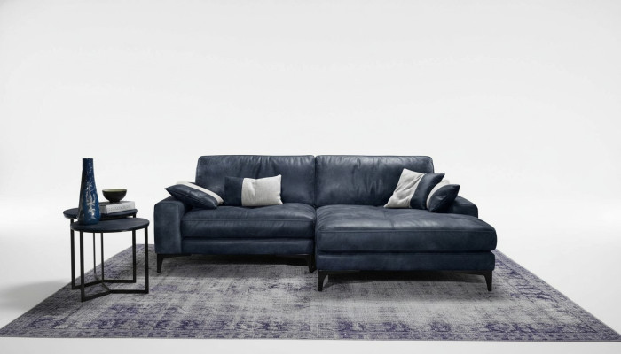 Canapé d'angle Canapé Salon Canapés Cuir Luxe Forme en L Style Moderne Meubles Bleu nouveau
