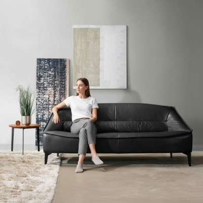 Canapé de luxe trois places Canapés 3 places en cuir design Canapé Style Mobilier Noir