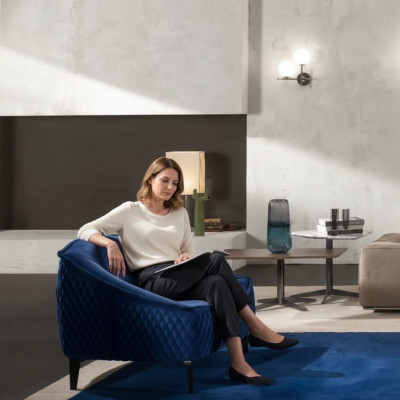 Fauteuil Mobilier Moderne Salon en Tissu Luxe Textile Relax Assise Bleu Prianera