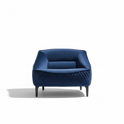 Fauteuil Mobilier Moderne Salon en Tissu Luxe Textile Relax Assise Bleu Prianera