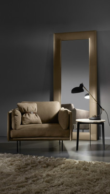 Fauteuil design en cuir gris rembourré pièce de vie moderne meubles en bois de luxe détente nouveau