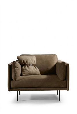 Fauteuil design en cuir gris rembourré pièce de vie moderne meubles en bois de luxe détente nouveau