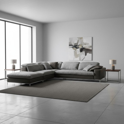 Canapé d'angle design en forme de L Canapé en tissu Prianera Canapés modernes Gris en tissu neuf