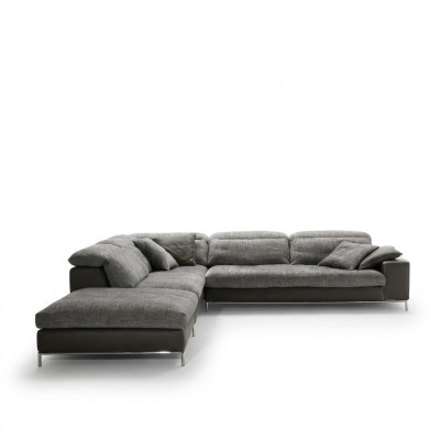 Canapé d'angle design en forme de L Canapé en tissu Prianera Canapés modernes Gris en tissu neuf