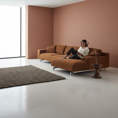 Canapé d'angle Marron Conception Tissu Canapé Salon L-forme Prianera