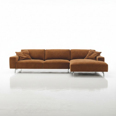 Canapé d'angle Marron Conception Tissu Canapé Salon L-forme Prianera