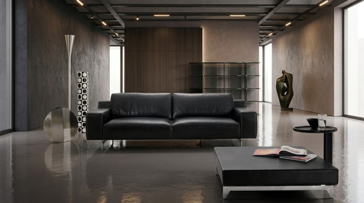 Trois places canapé de luxe 3 places Canapés Siège Design Canapé Mobilier Style Cuir Noir