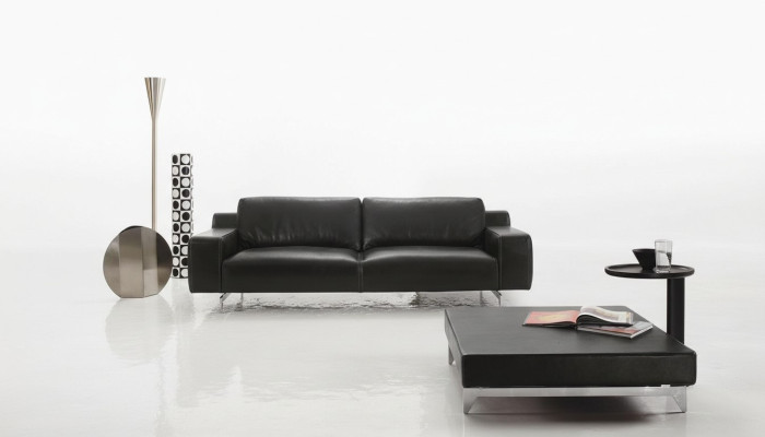 Trois places canapé de luxe 3 places Canapés Siège Design Canapé Mobilier Style Cuir Noir