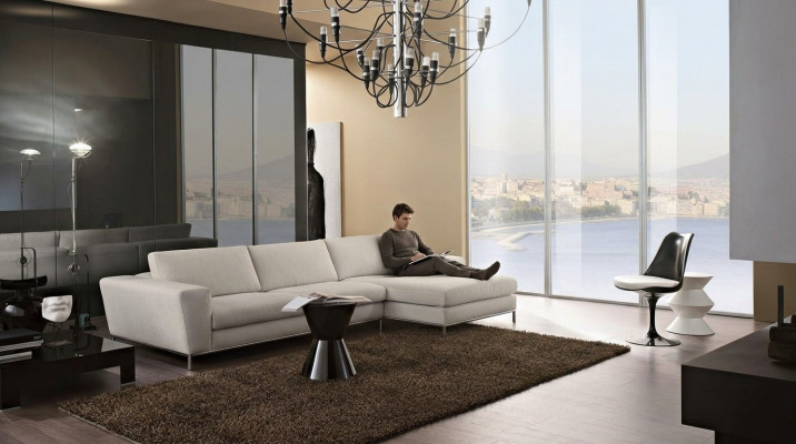 Canapé d'angle élégant en tissu forme L moderne rembourré blanc Mobilier de salon Coin de luxe en tissu siège neuf