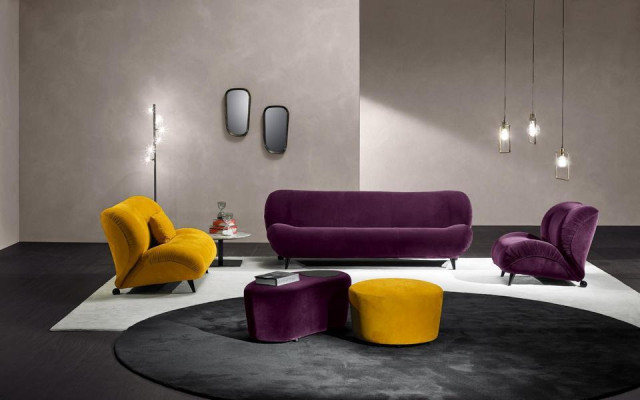 Ensemble de canapé moderne 3+2 places Fauteuil x2 Tabouret Ensemble de canapés designer Mobilier de salon élégant