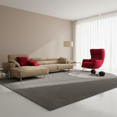 Canapé d'angle en cuir, design moderne, luxe, canapés en forme de L, canapé d'angle, paysage vivant, gris, neuf.