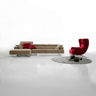 Canapé d'angle en cuir, design moderne, luxe, canapés en forme de L, canapé d'angle, paysage vivant, gris, neuf.