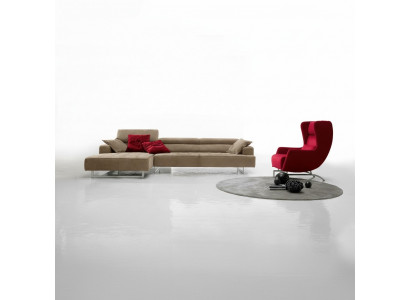 Canapé d'angle en cuir, design moderne, luxe, canapés en forme de L, canapé d'angle, paysage vivant, gris, neuf.