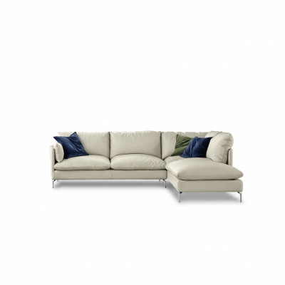 Canapé d'angle en cuir L-shape de luxe, design, recouvert de tissu. Nouveau mobilier de canapé.
