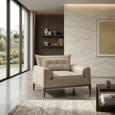 Fauteuil en cuir design Salon Lounge Chaise de luxe Mobilier design Marron Prianera