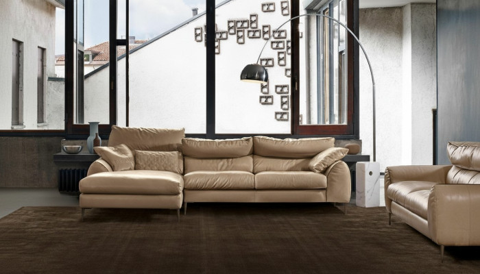 Canapé d'angle en forme de L Canapé de salon Canapé Rembourrage Angle Suite Canapé en cuir beige Nouveau