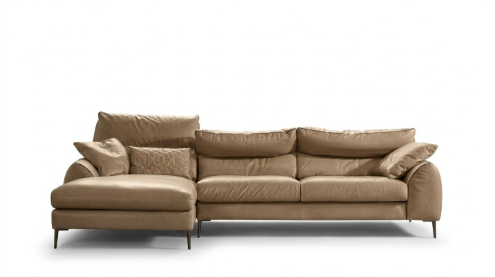 Canapé d'angle en forme de L Canapé de salon Canapé Rembourrage Angle Suite Canapé en cuir beige Nouveau